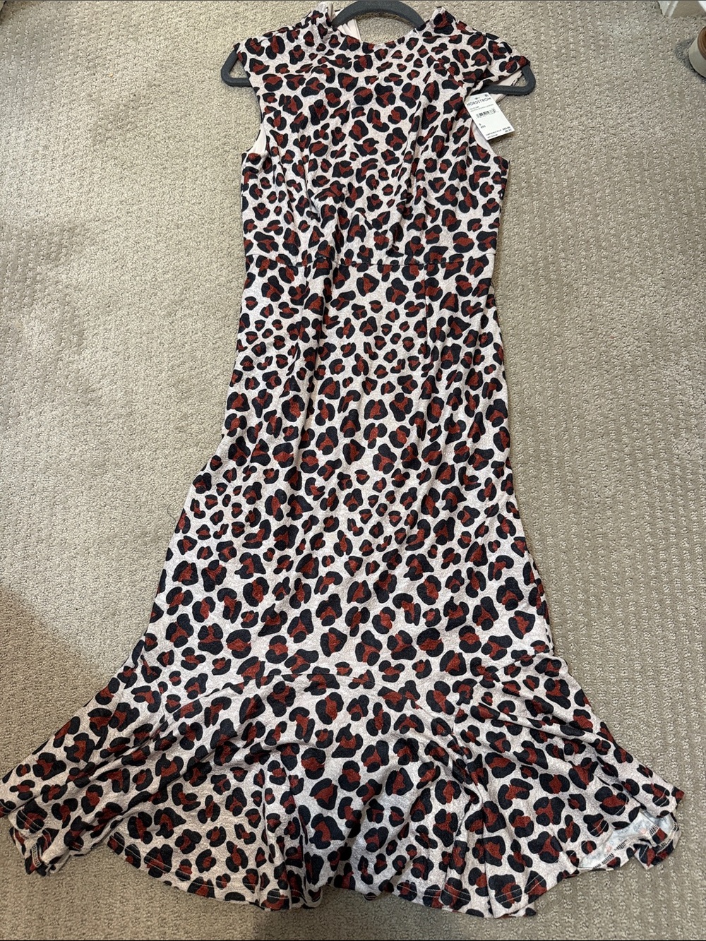 Hutch Leopard Print Midi Dress in White, Black & Red